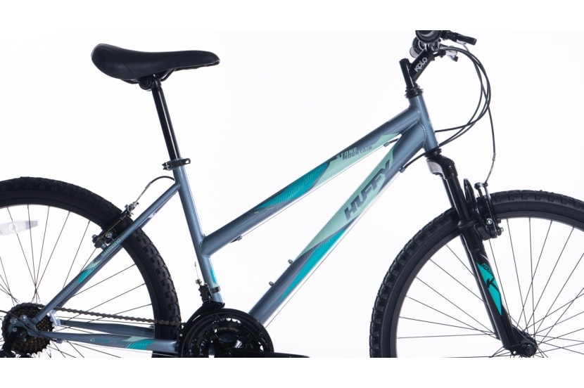 Stone Mountain Ladies 26 Inch Wheel Hardtail Mountain Bike Front Suspension 21 Speed Adults, Grey & Teal