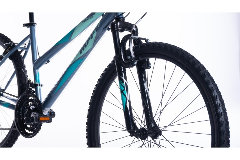 Stone Mountain Ladies 26 Inch Wheel Hardtail Mountain Bike Front Suspension 21 Speed Adults, Grey & Teal