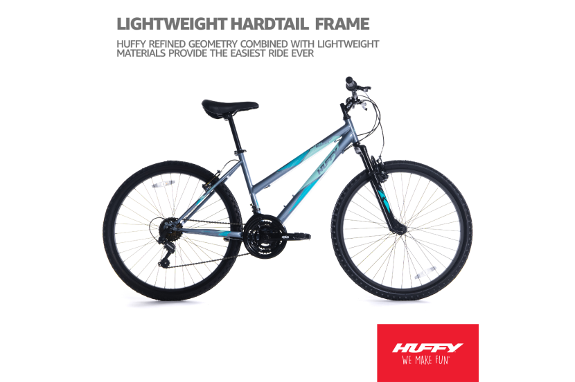 Stone Mountain Ladies 26 Inch Wheel Hardtail Mountain Bike Front Suspension 21 Speed Adults, Grey & Teal